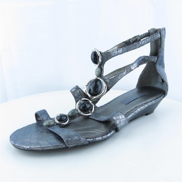 Bandolino Women Gladiator Shoes Justress Silver Synthetic‎ Zip Size 6 Medium - Picture 1 of 10